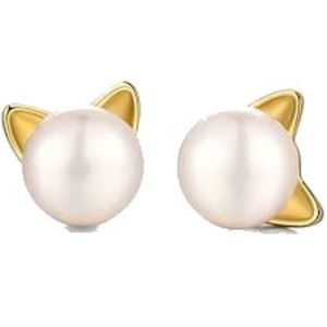 kawaii kitty cute cat pearl stud gold earrings animal jewelry